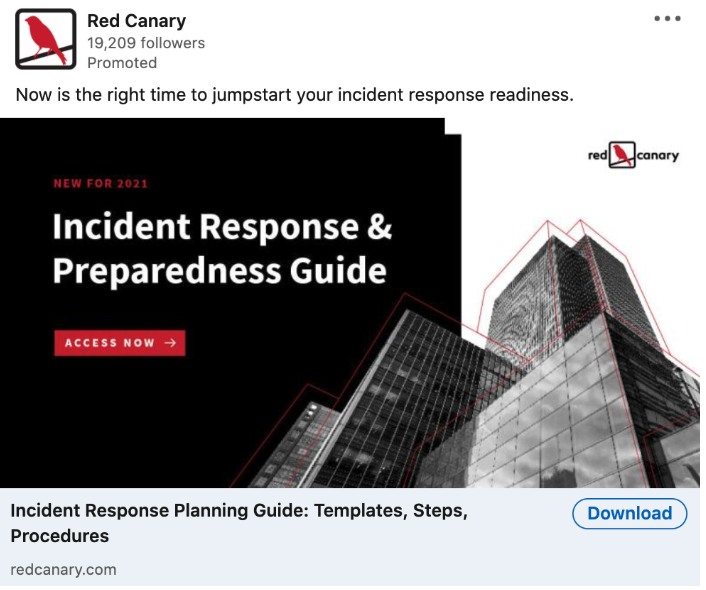 Cybersecurity ad from Red Canary promoting incident response preparedness