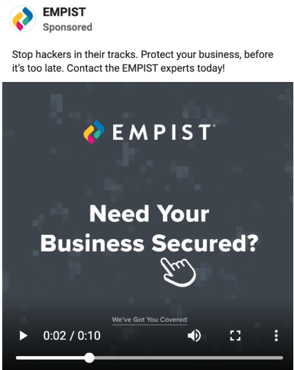 Cybersecurity advertising video from EMPIST promoting business protection services