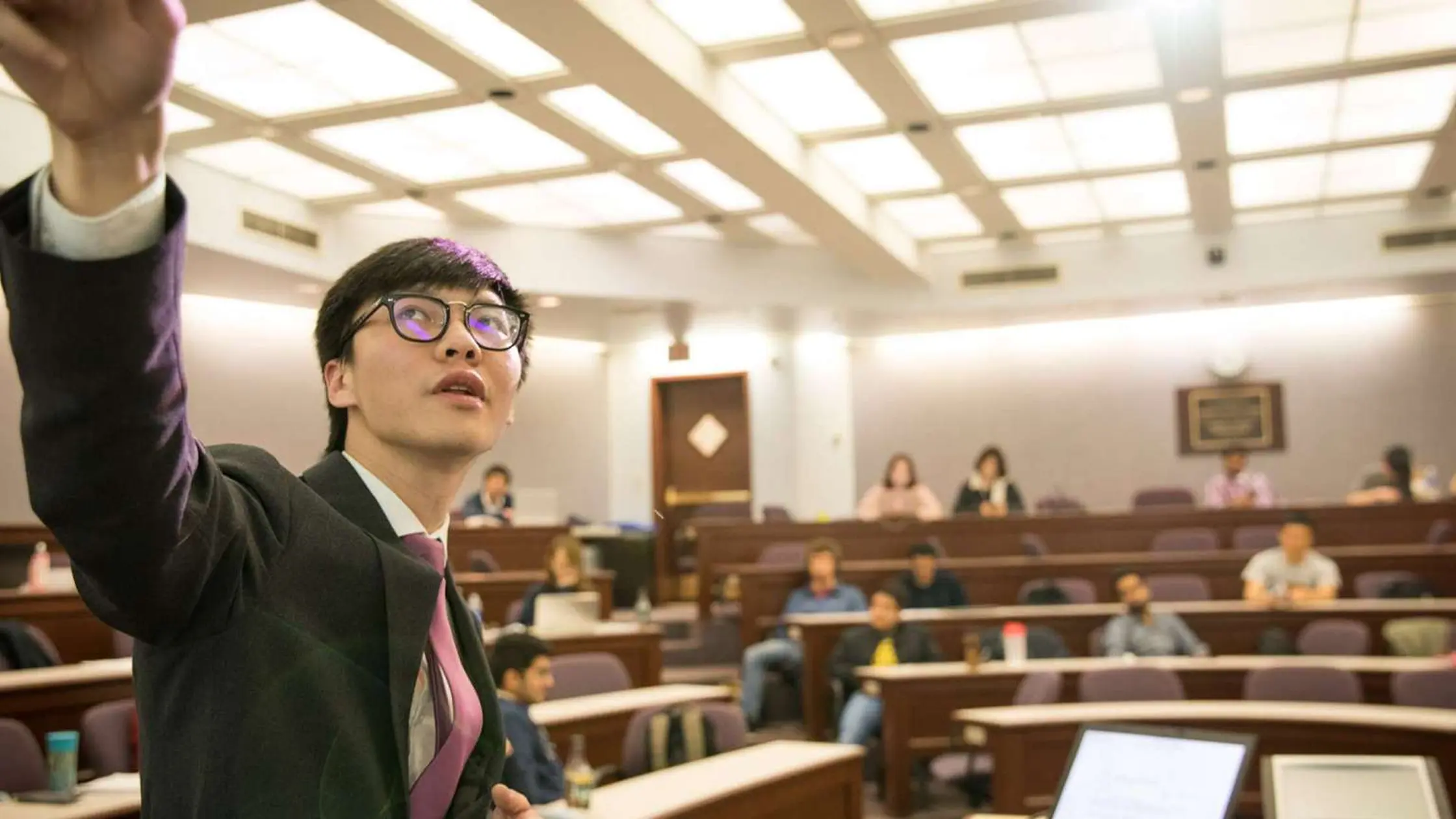 professor in a lecture hall