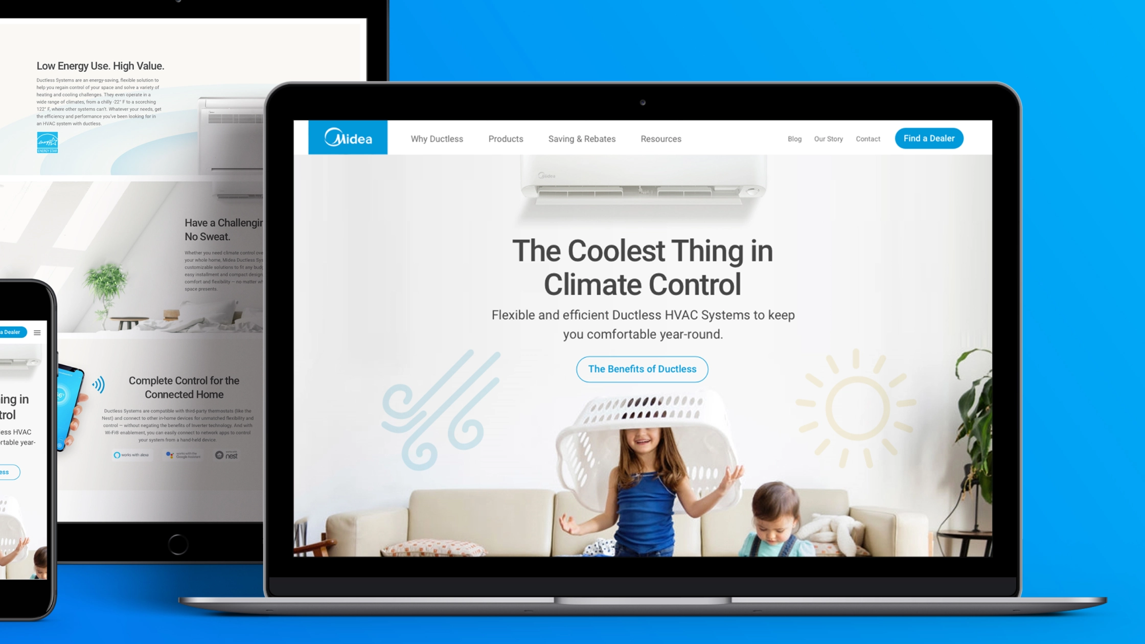Screenshot of Midea website.